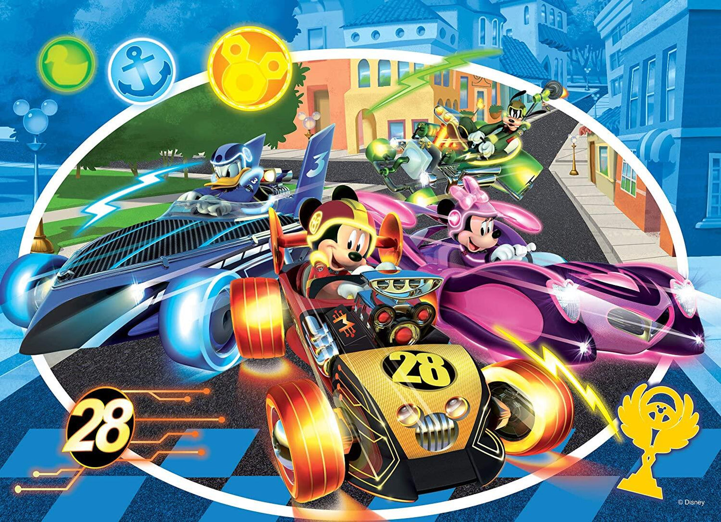 Puzzle de colorat - Mickey in cursa (24 piese)