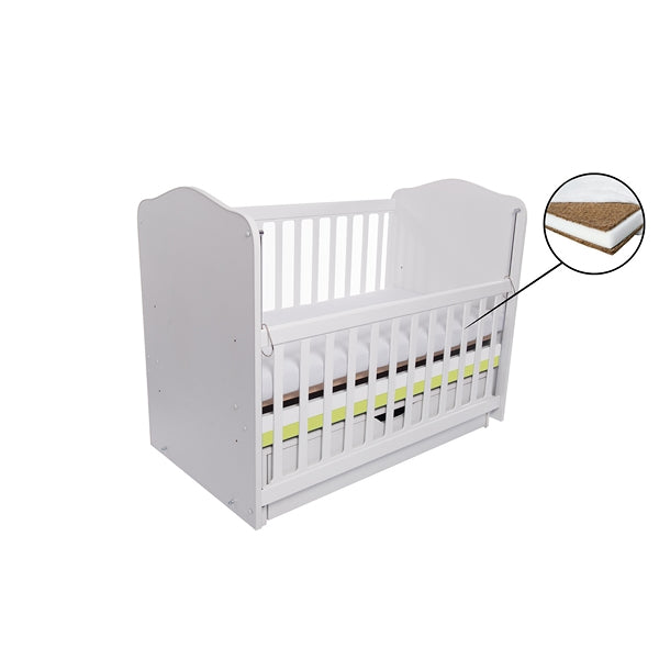 Patut VESSANTI Como Balansoar culisant - Alb cu Verde + Saltea Cocos 7 cm