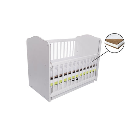 Patut VESSANTI Como Balansoar culisant - Alb cu Verde + Saltea Cocos 7 cm