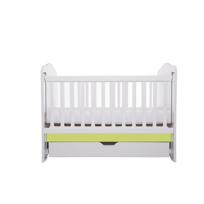 Patut VESSANTI Como culisant cu sertar - Alb cu Verde + Saltea Cocos 7 cm