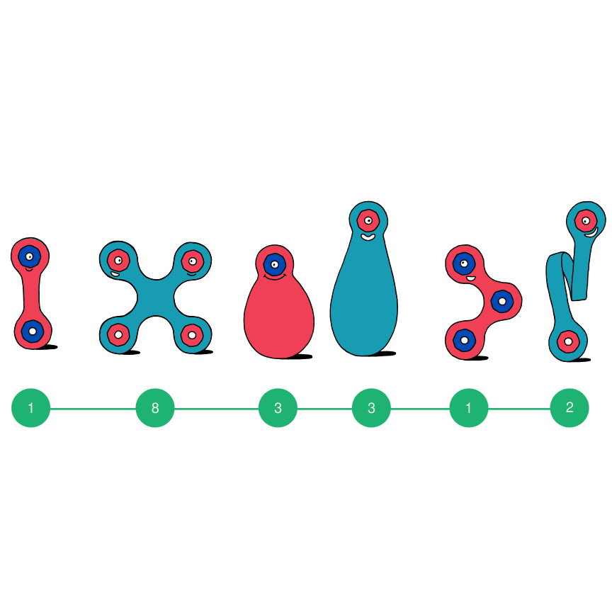 Clixo® joc magnetic de construit - Itsy Flamingo & Turcoaz (18 piese)