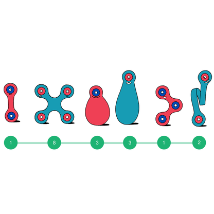 Clixo® joc magnetic de construit - Itsy Flamingo & Turcoaz (18 piese)