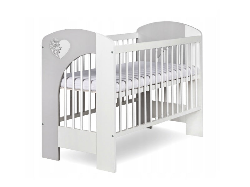 Patut copii din lemn KLUPS NEL Heart Alb Gri
