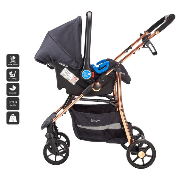 BabyGo - Carucior Style 3 in 1 Black-Rose