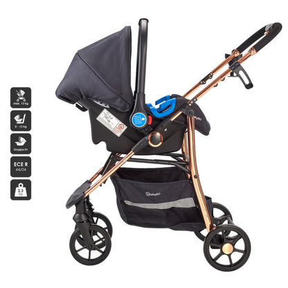 BabyGo - Carucior Style 3 in 1 Black-Rose