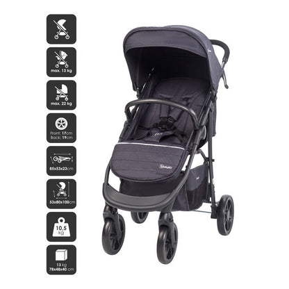BabyGo - Carucior Style 3 in 1 Black