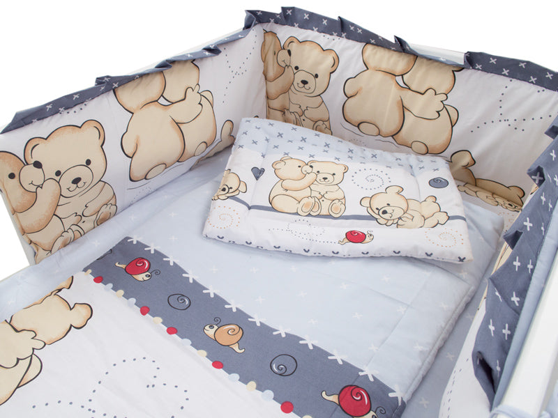 Lenjerie MyKids Teddy Friends Gri 4 Piese M1 120x60