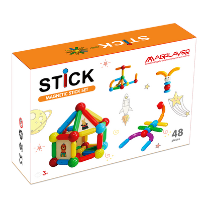 Set de constructie magnetic - STICK (48 piese)