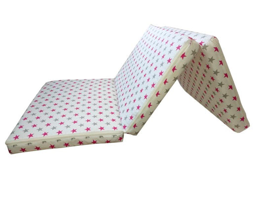 Saltea Pliabila Spuma Poliuretanica 120x60x5 cm - Stelute Gri Roz