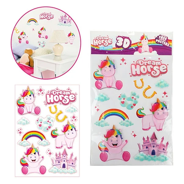Set stickere perete 3D Unicorn Dream Horse Toi-Toys TT46144A