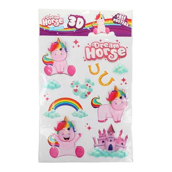Set stickere perete 3D Unicorn Dream Horse Toi-Toys TT46144A
