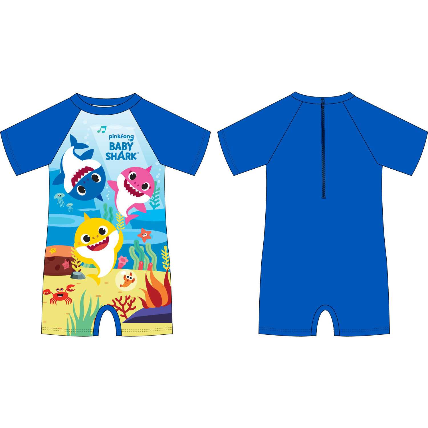 Costum de baie UV cu maneci scurte si fermoar Baby Shark EPLUSM EPMBS5244061