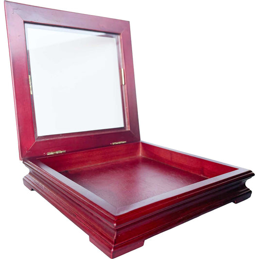 Cutie depozitare lemn cu geam 20.5x20.5x4.5 cm OEM