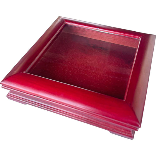 Cutie depozitare lemn cu geam 20.5x20.5x4.5 cm OEM