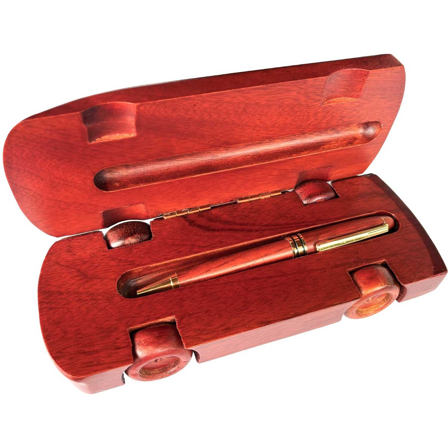 Cutie suport pixuri din lemn, design in forma de masina 19.5x7.5x5.5 cm OEM