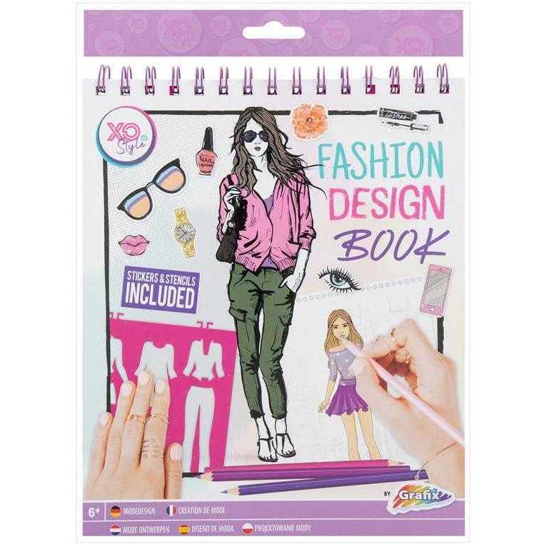 Carte de colorat Fashion Design Book cu stickere si sabloane incluse Grafix GR230005