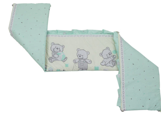 Lenjerie MyKids Teddy Toys Turquoise 4 Piese M1 120x60