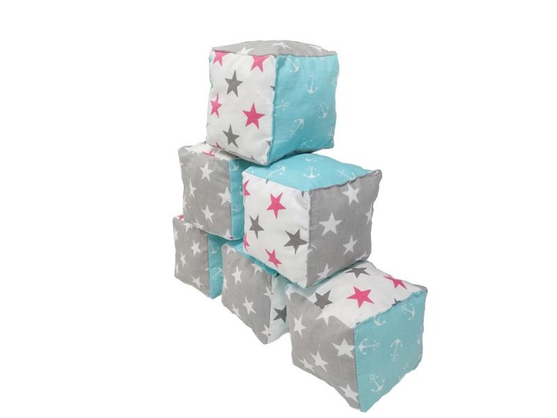 Set 6 cuburi de joaca textile MyKids 10x10 cm