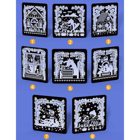 Set educativ 2 in 1: Scratch art si proiector poveste Scufita Rosie Mideer MD4148