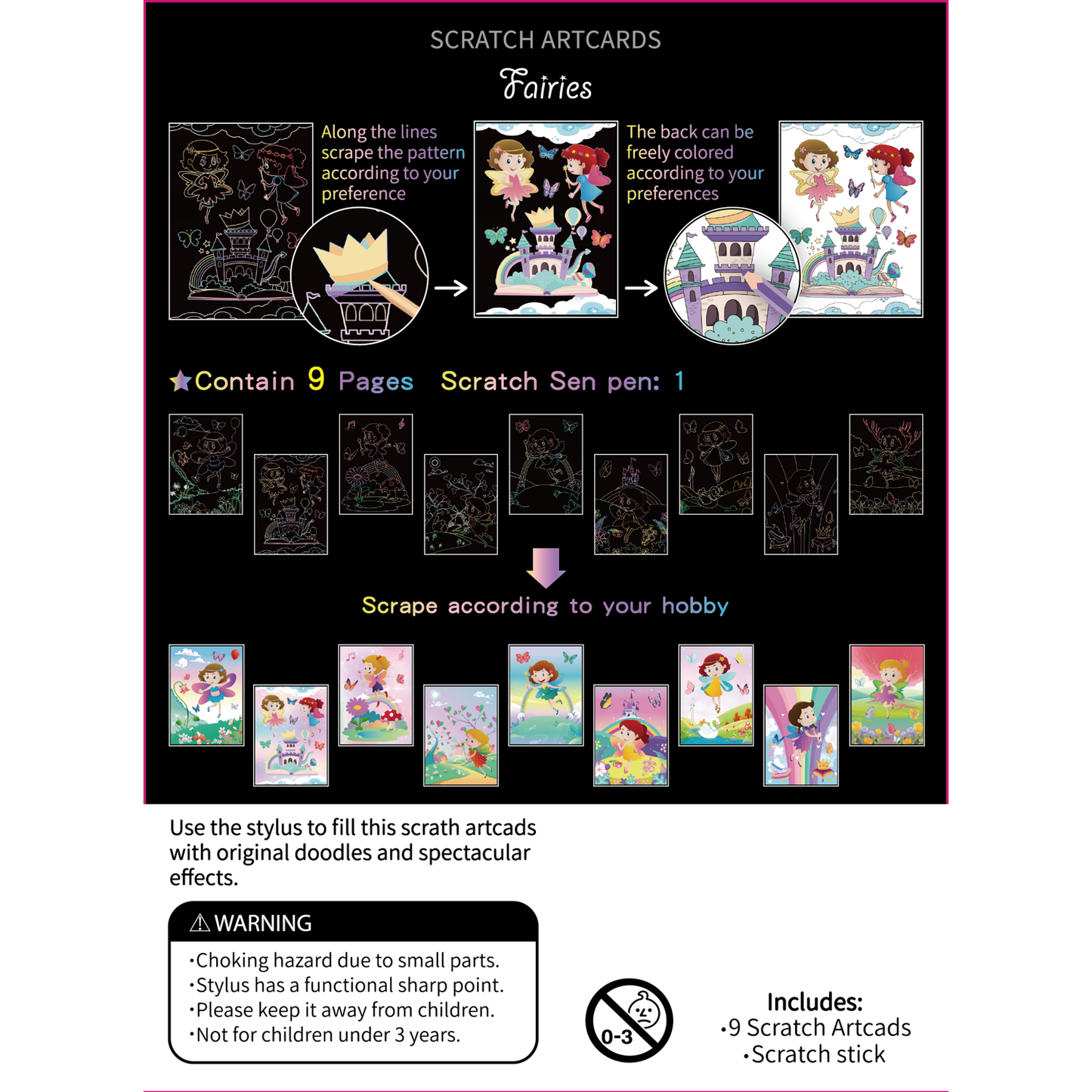 Set 9 planse razuibile Scratch ArtCards Bambinice BN047