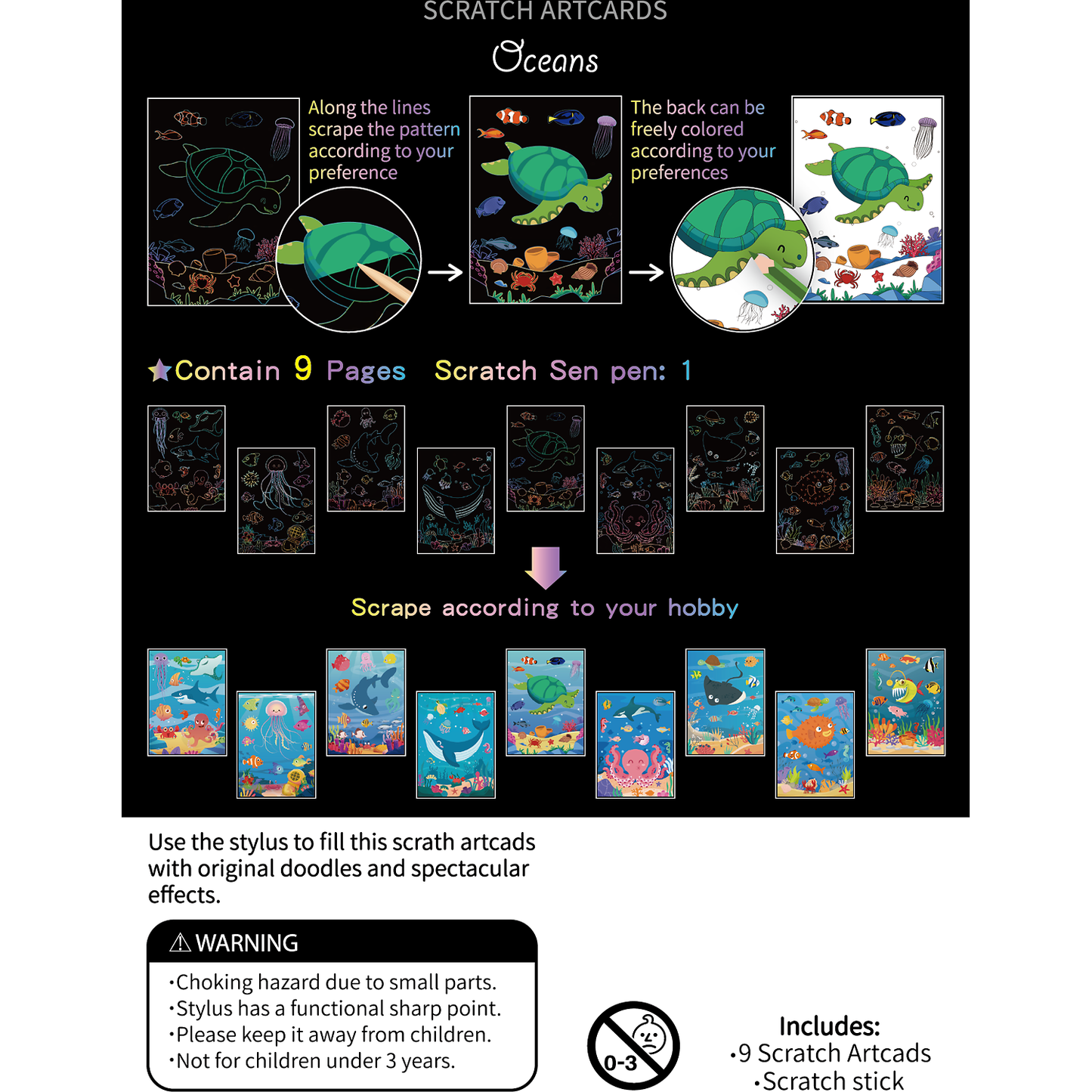 Set 9 planse razuibile Scratch ArtCards Bambinice BN047