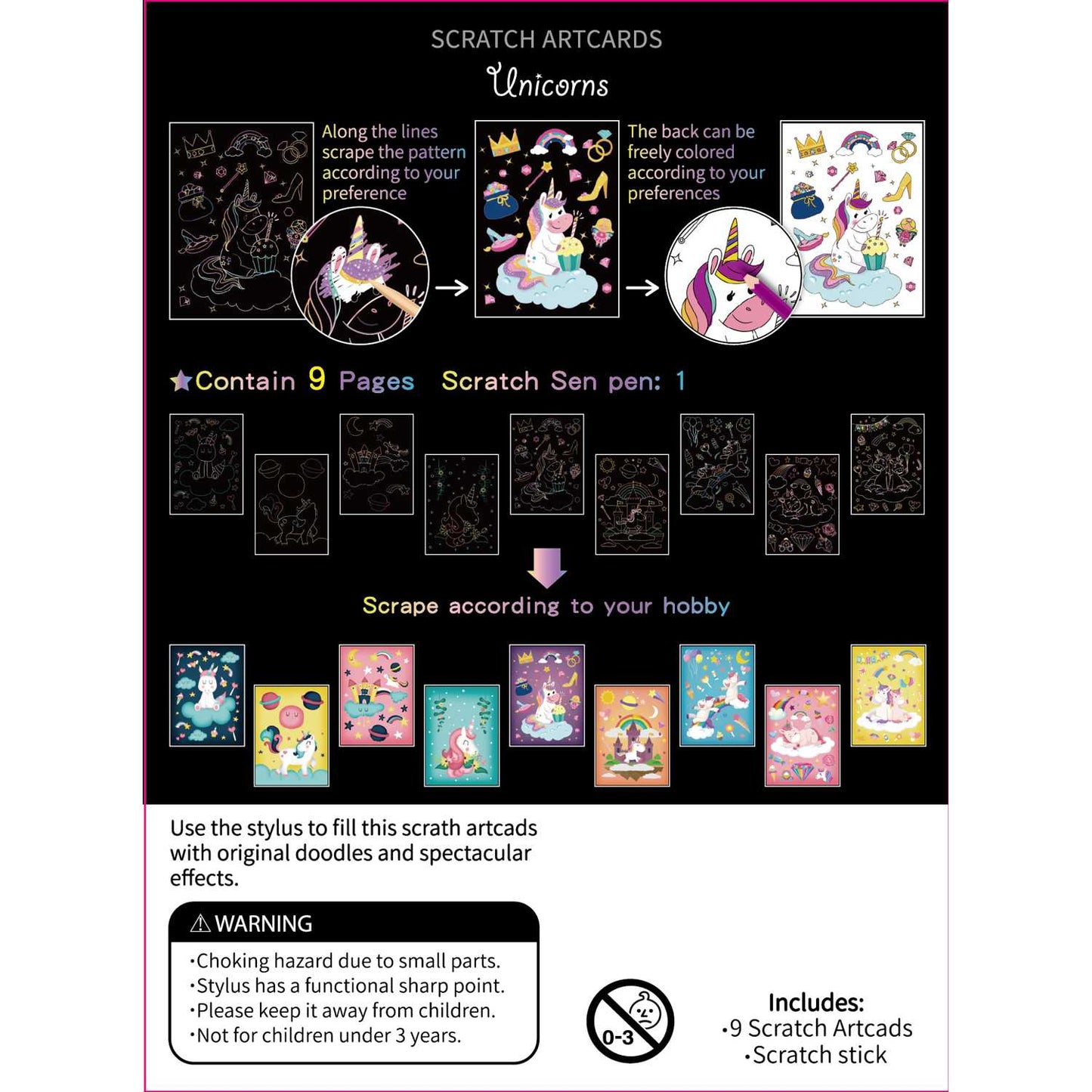 Set 9 planse razuibile Scratch ArtCards Bambinice BN047