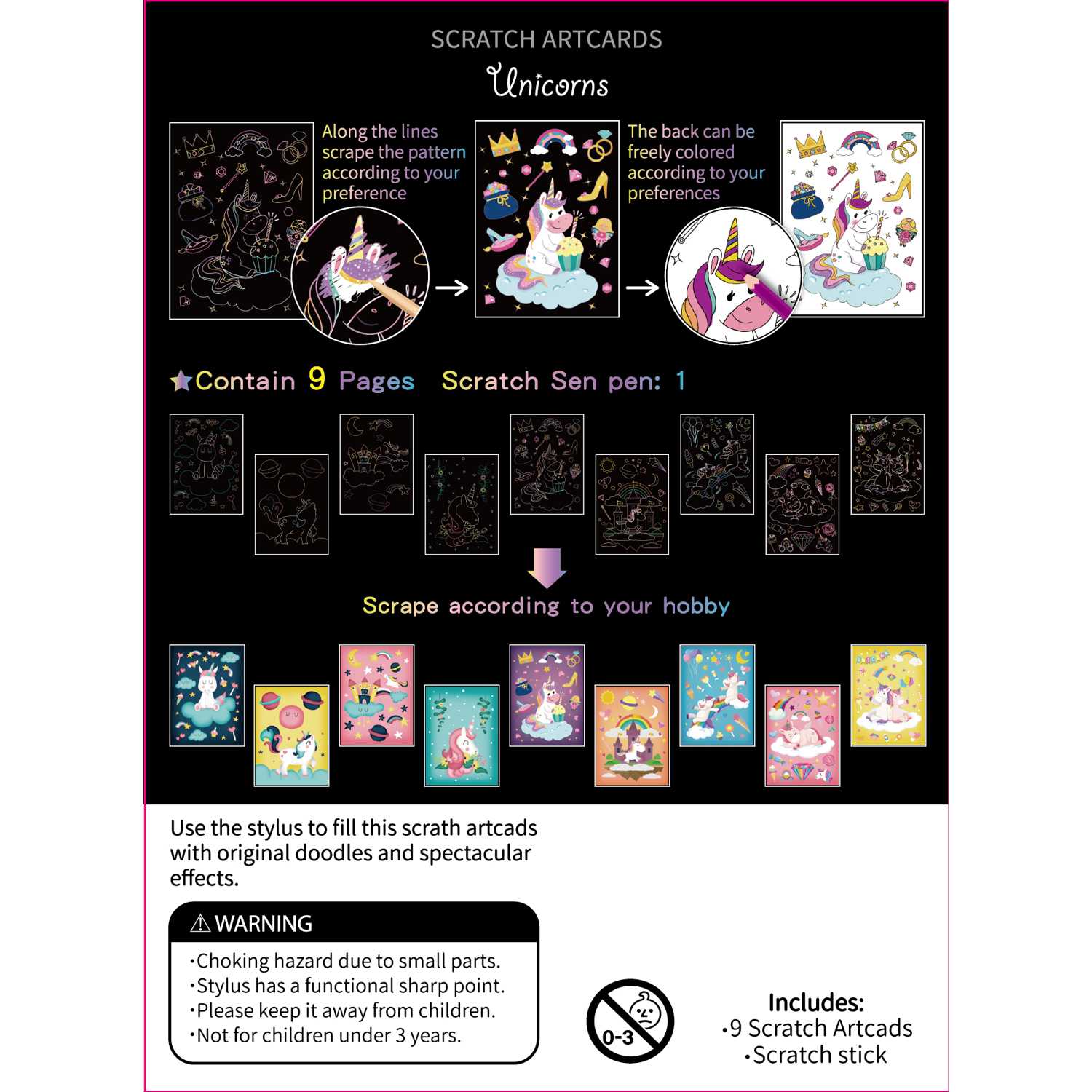 Set 9 planse razuibile Scratch ArtCards Bambinice BN047