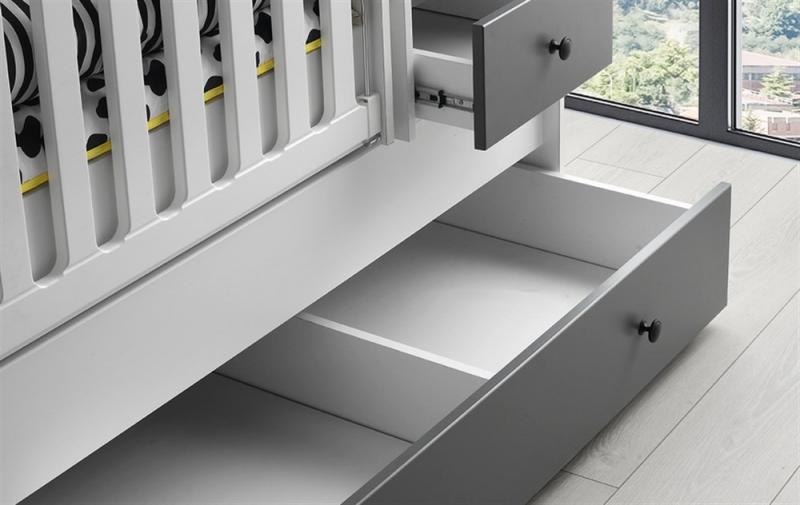 Patut transformabil MyKids Olivia Alb Gri-Inchis 180x80