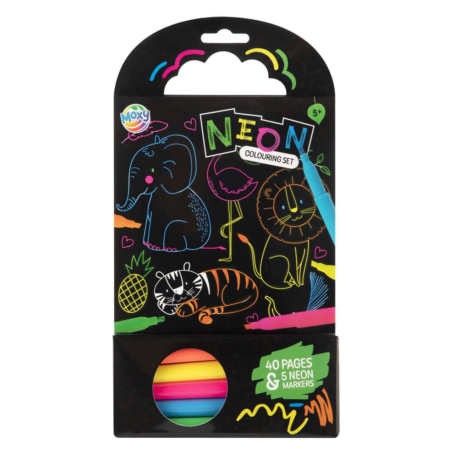 Carte de colorat cu carioci neon - Animalute