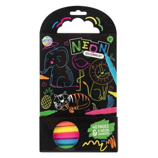 Carte de colorat cu carioci neon - Animalute