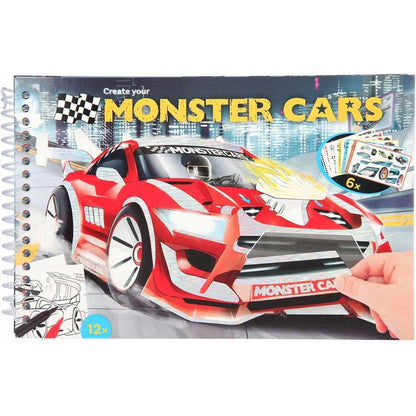Carte de colorat cu stickere Monster Cars Depesche PT11884