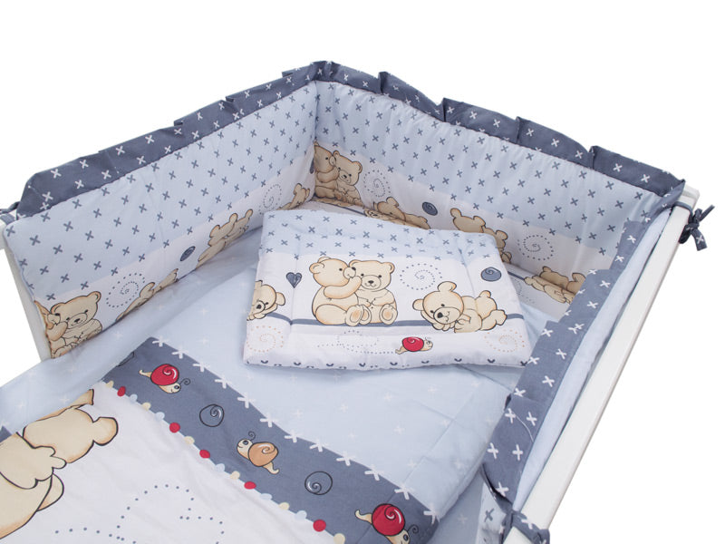Lenjerie MyKids Teddy Friends Gri 4 Piese M2 140x70