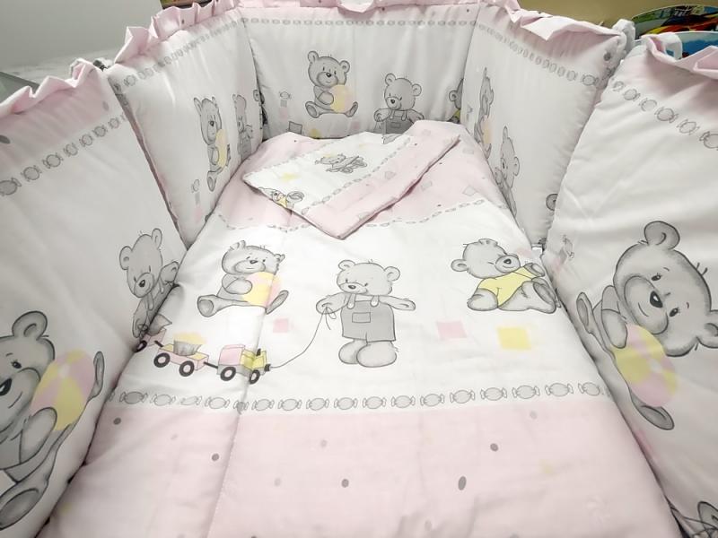 Lenjerie MyKids Teddy Toys Roz M1 5+1 Piese 120x60 cm