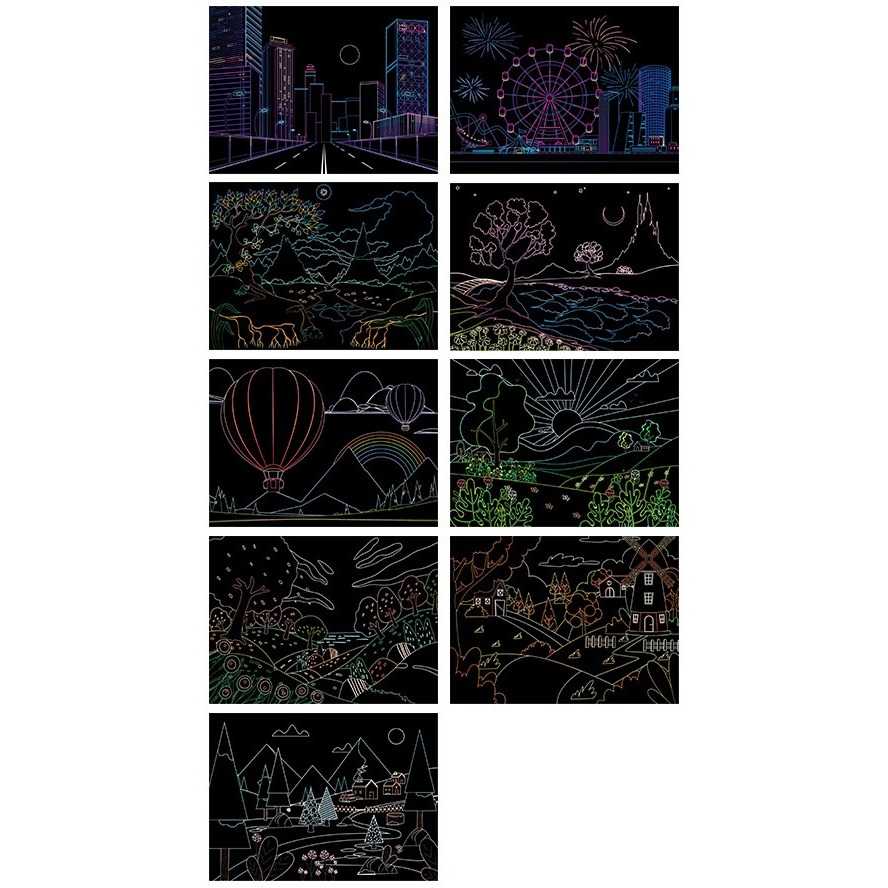 Set 9 planse razuibile Scratch ArtCards 16x12 cm Bambinice BN053