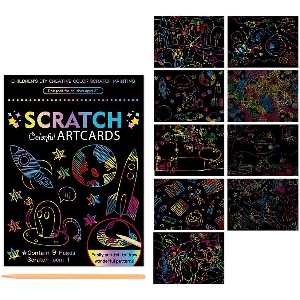 Set 9 planse razuibile Scratch ArtCards 16x12 cm Bambinice BN053
