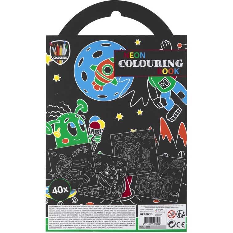 Carte de colorat neon cu 5 carioci incluse Grafix GR150079