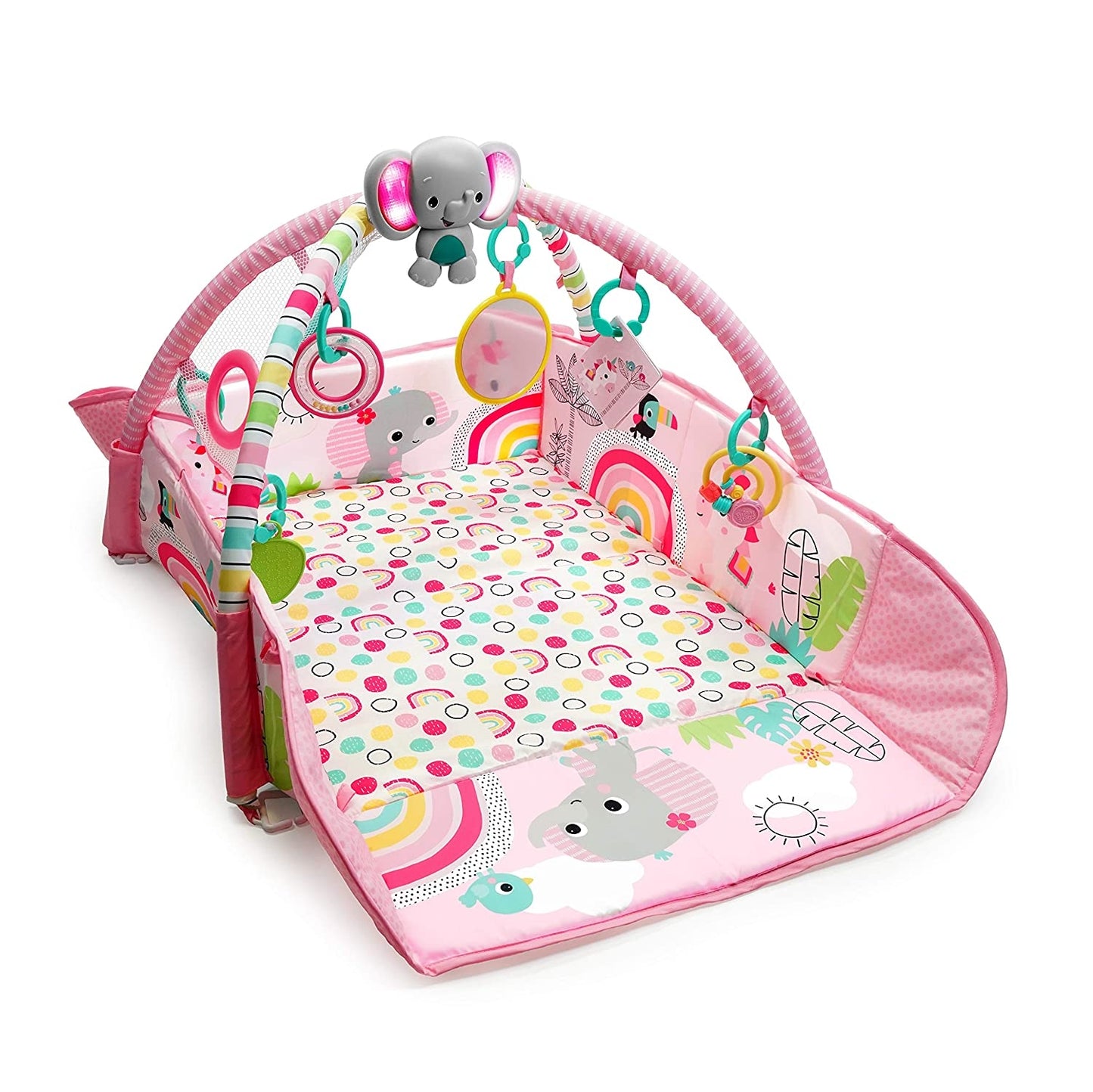 Bright Starts - Salteluta de activitati 5 in 1 Gym & Ball Pit Rainbow Tropics