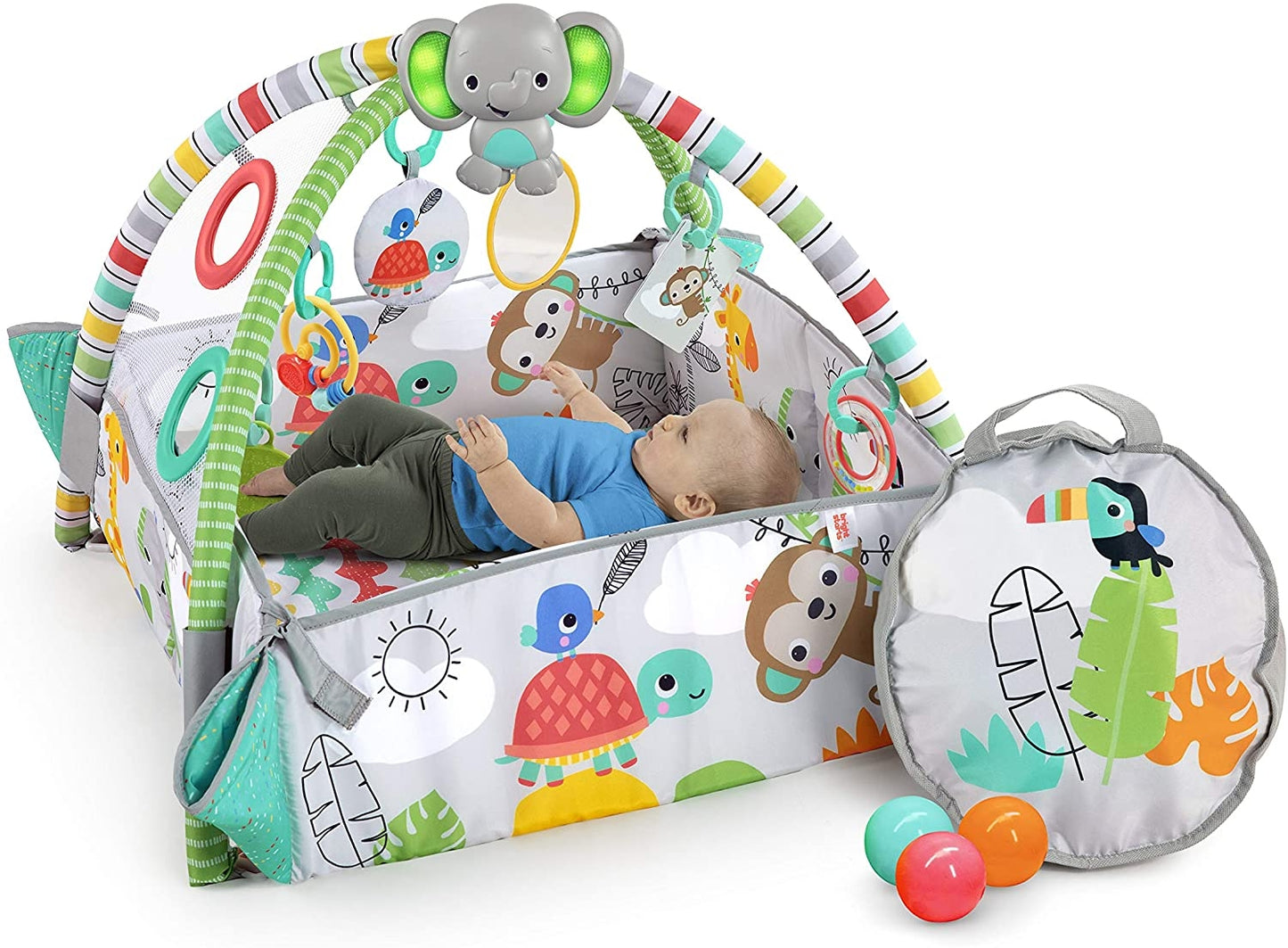 Bright Starts - Salteluta de activitati 5 in 1 Gym & Ball Pit Totally Tropical