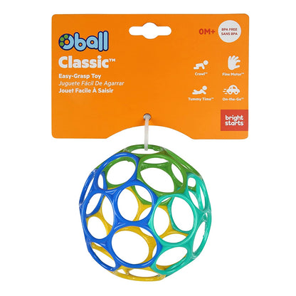 Bright Starts - Minge Oball Classic Easy-Grasp - Albastru / Galben / Verde