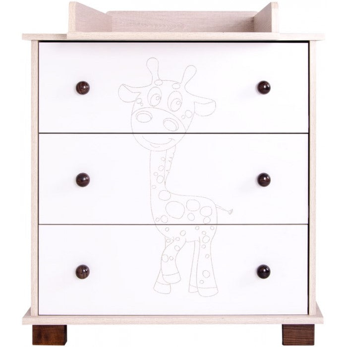 Comoda Drewex Giraffe - Natur cu Alb