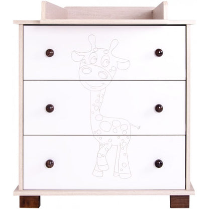 Comoda Drewex Giraffe - Natur cu Alb