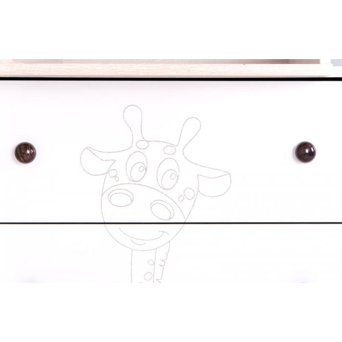 Comoda Drewex Giraffe - Natur cu Alb