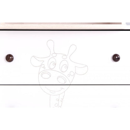 Comoda Drewex Giraffe - Natur cu Alb