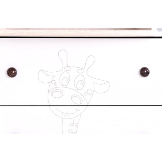 Comoda Drewex Giraffe - Natur cu Alb