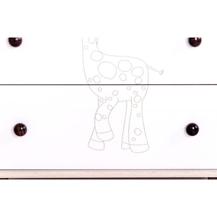 Comoda Drewex Giraffe - Natur cu Alb