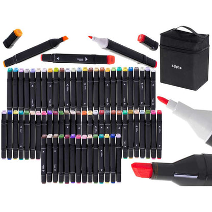 Set 48 Markere Permanente Cu Doua Varfuri 14x11x17 cm Ikonka IK852