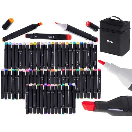 Set 48 Markere Permanente Cu Doua Varfuri 14x11x17 cm Ikonka IK852