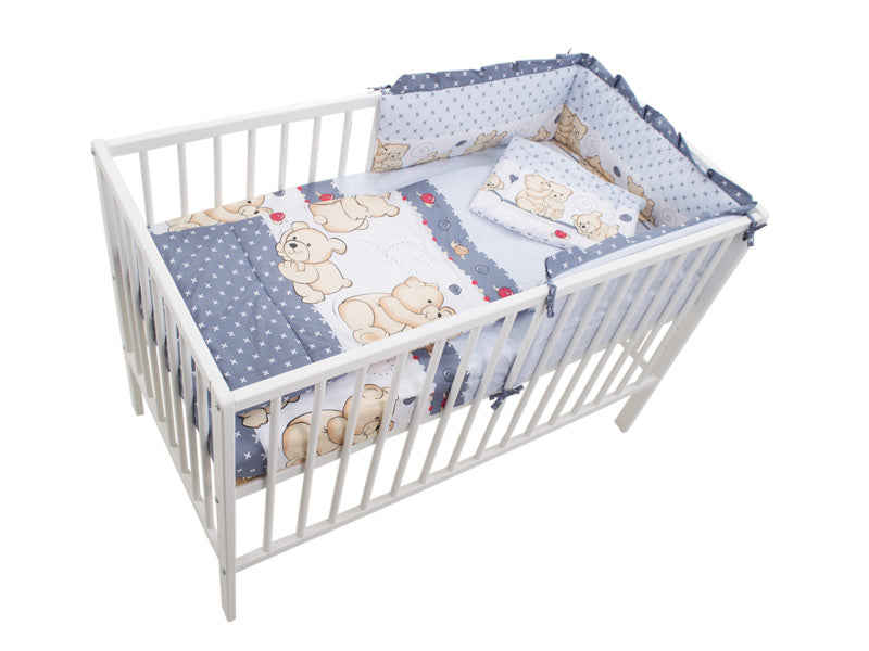 Lenjerie MyKids Teddy Friends Gri 4 Piese M2 140x70