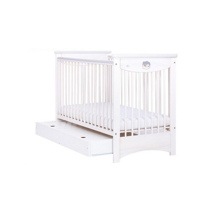 Patut Drewex Laura cu sertar - Alb + Saltea Cocos 8 Cm