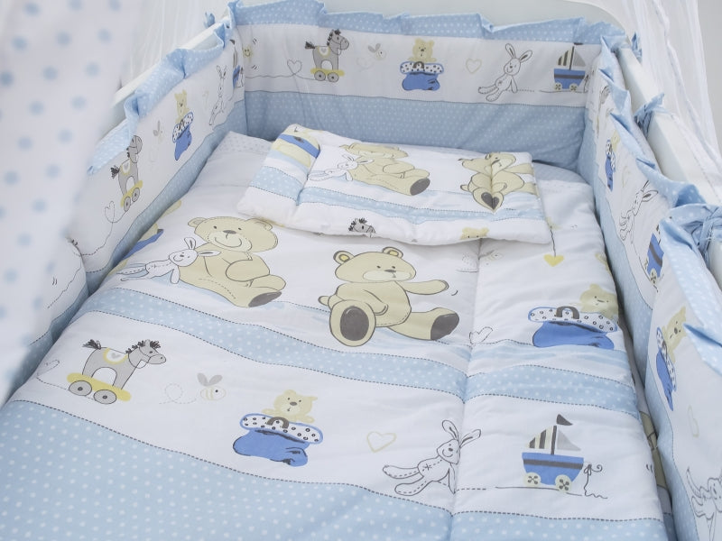 Lenjerie MyKids Teddy Play Blue M2 5 piese 120x60 cm